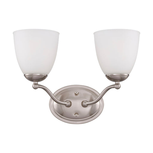 PATTON 2 LIGHT VANITY , Fixtures , NUVO, A19,Incandescent,Medium,Patton,Vanity,Vanity & Wall,Wall - Up or Down