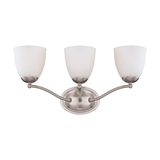 PATTON 3 LIGHT VANITY , Fixtures , NUVO, A19,Incandescent,Medium,Patton,Vanity,Vanity & Wall,Wall,Wall - Up or Down