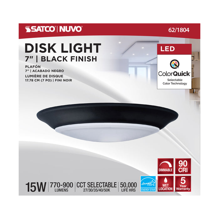 7" LED DISK LIGHT BLACK FINISH , Fixtures , NUVO, Close-to-Ceiling,Disk Light,Integrated,Integrated LED,LED,LED Disk