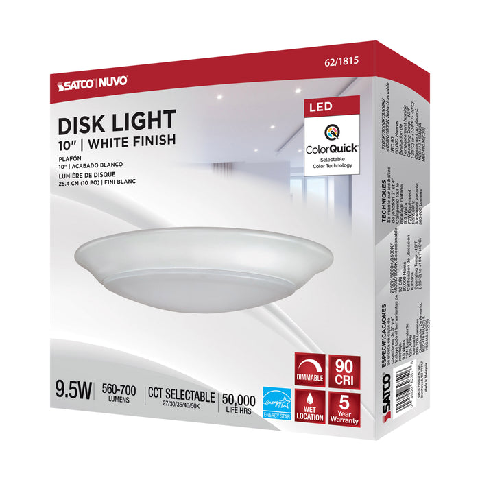 10" LED 9.5W DISK LIGHT WHITE , Fixtures , NUVO, Close-to-Ceiling,Disk Light,Integrated,Integrated LED,LED,LED Disk