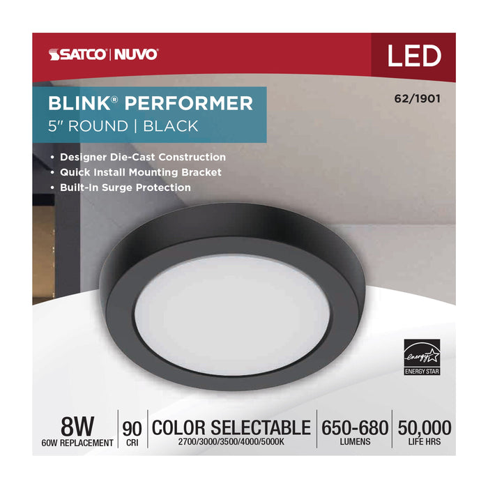 BLINK 8W LED 5" ROUND BLACK , Fixtures , BLINK Performer, Close-to-Ceiling,Edge Lit,Flush Mount,Integrated,Integrated LED,LED
