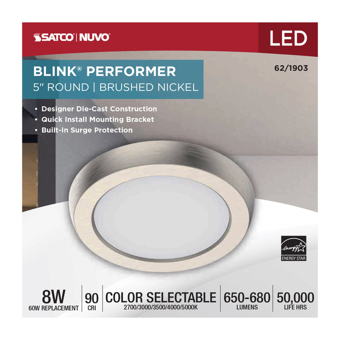 BLINK 8W LED 5" ROUND BR. NICK , Fixtures , BLINK Performer, Close-to-Ceiling,Edge Lit,Flush Mount,Integrated,Integrated LED,LED