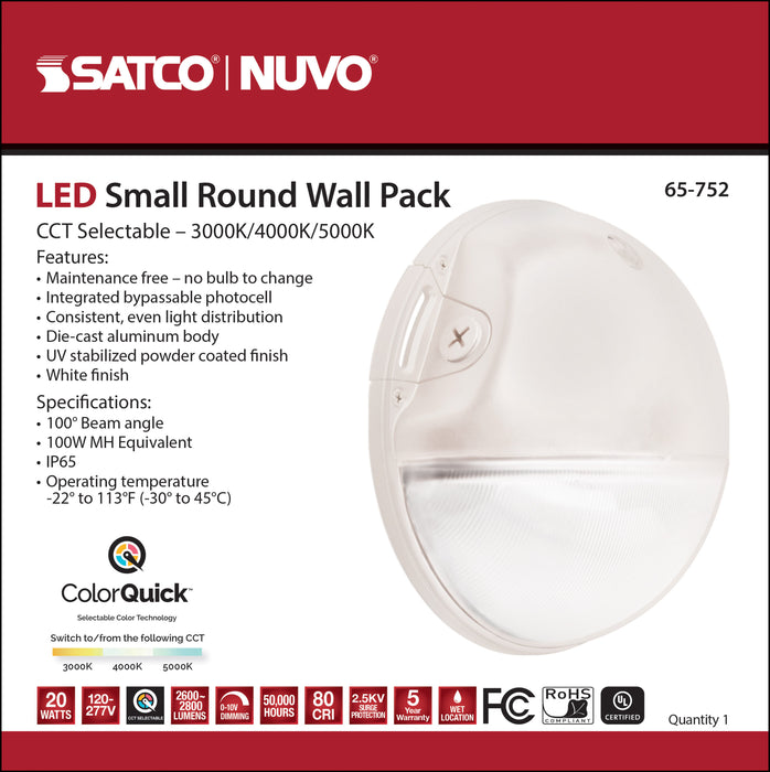LED SMALL 20W ROUND WALL PACK