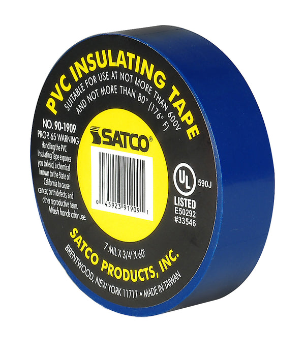 SATCO PVC Electrical Tape - 3/4" x 60 Foot - Blue - 200-Pack — Pacific ...
