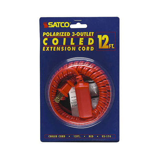 12 FT. RED COILED EXTENSION CORD , Hardware , SATCO, Cords & Accessories,Wire