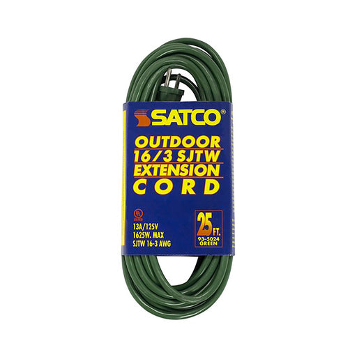 25FT 16/3 SJTW GREEN OUTDOOR EXTENSION CORD , Hardware , SATCO, Cords & Accessories,Wire
