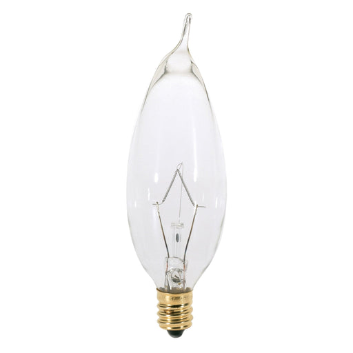 25W TT CAND CLR 130V , Lamps , SATCO, CA8,Candelabra,Candle,Clear,Decorative Light,Incandescent,Warm White