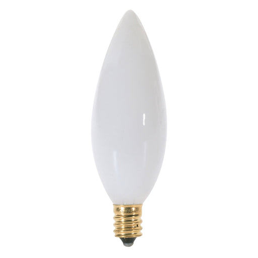 25W TORP CAND WHT 130V , Lamps , SATCO, BA9.5,Candelabra,Candle,Decorative Light,Gloss White,Incandescent,Warm White