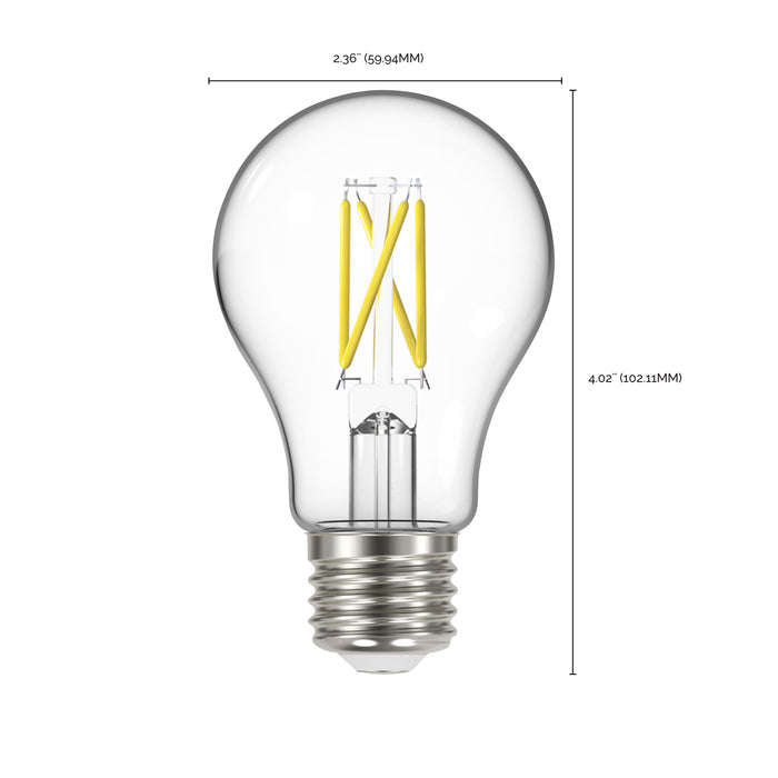 6.5A19/DUSK/DAWN/CL/27K , Lamps , SATCO, A19,Clear,LED,LED Filament,Medium,Type A,Warm White