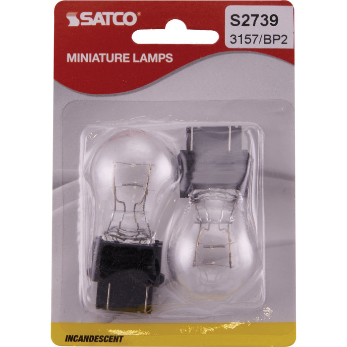 3057/BP2 , Lamps , SATCO, Clear,Incandescent,Miniature,Plastic Wedge,S8