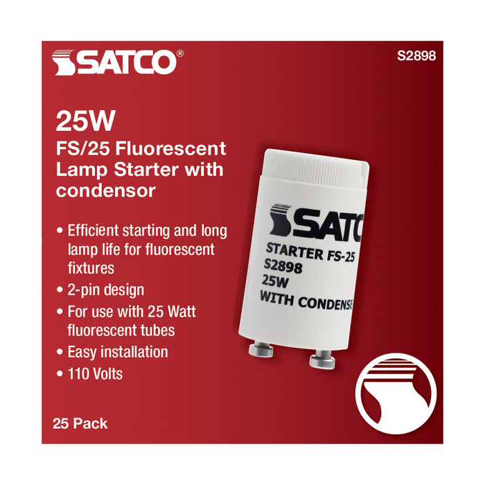 FS25 STARTER W/CONDENSOR , Hardware , SATCO, Ballasts,Starters