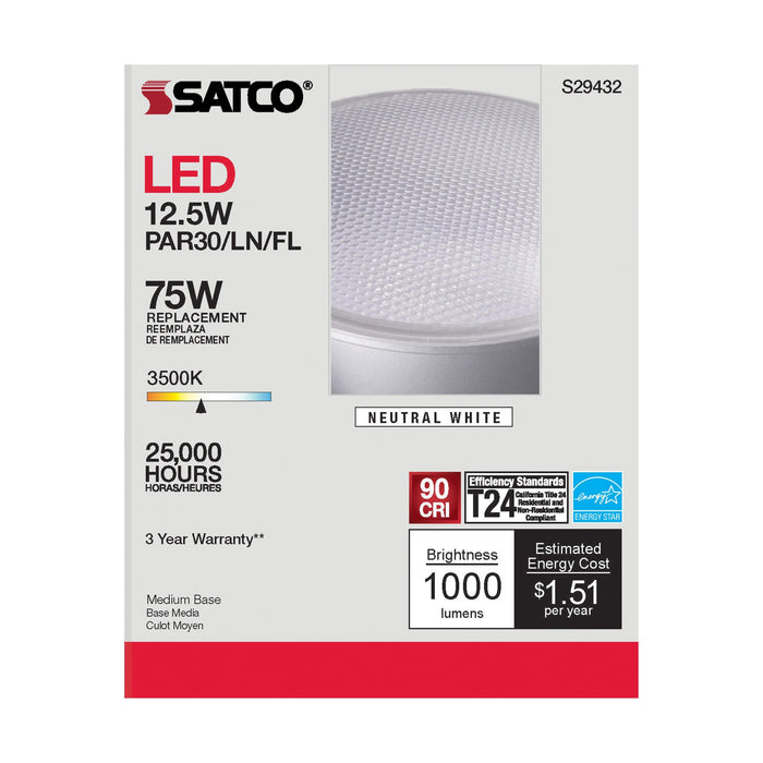 12.5PAR30/LN/LED/40'/935/120V , Lamps , SATCO, Clear,LED,LED PAR,Medium,Neutral White,PAR,PAR30LN