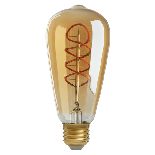 4.5ST19/SPIRAL/LED/AMB/120V , Lamps , SATCO, LED,LED Filament,Medium,ST19,Transparent Amber