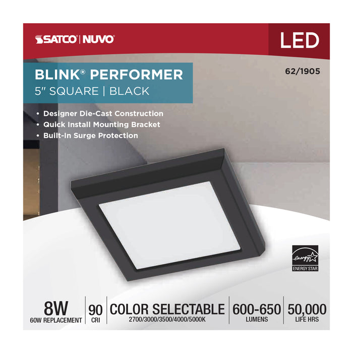 BLINK 8W LED 5" SQUARE BLACK , Fixtures , BLINK Performer, Close-to-Ceiling,Edge Lit,Flush Mount,Integrated,Integrated LED,LED