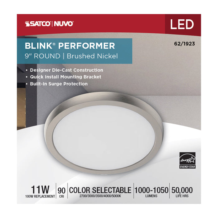 BLINK 11W LED 9" RND BR. NICK , Fixtures , BLINK Performer, Close-to-Ceiling,Edge Lit,Flush Mount,Integrated,Integrated LED,LED