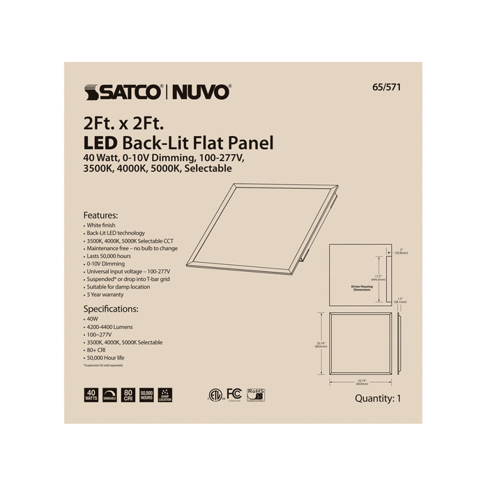 2X2 LED BACKLIT FLAT PANEL , Fixtures , NUVO, Backlit,Backlit Flat Panel,Ceiling,Flat Panel,Integrated,Integrated LED,LED