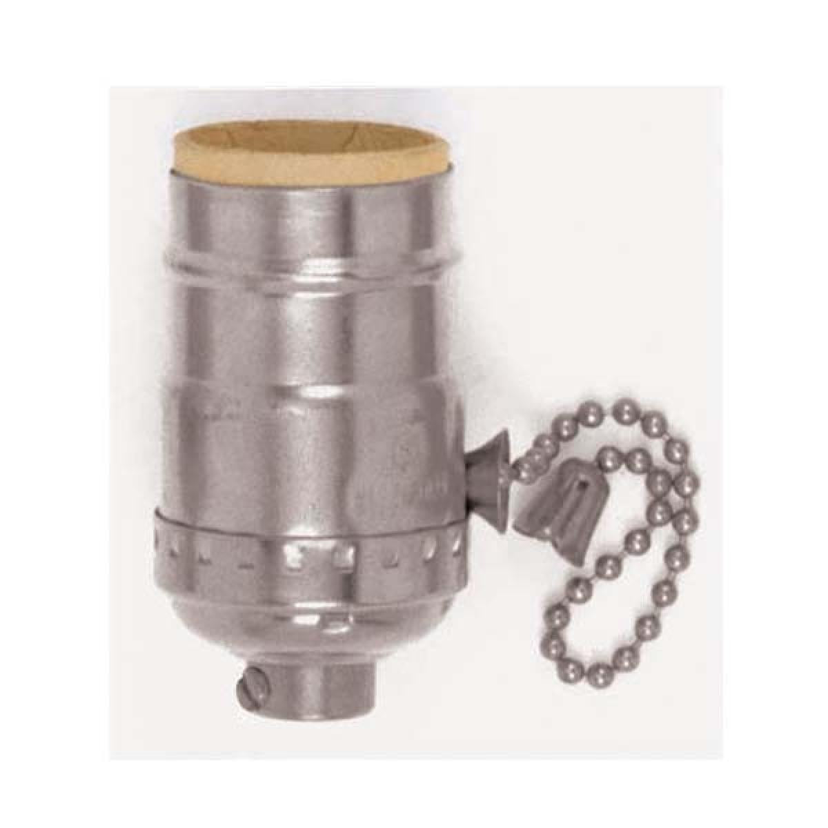 SATCO On-Off Pull Chain Socket - 1/8 IPS - Aluminum - Nickel Finish ...