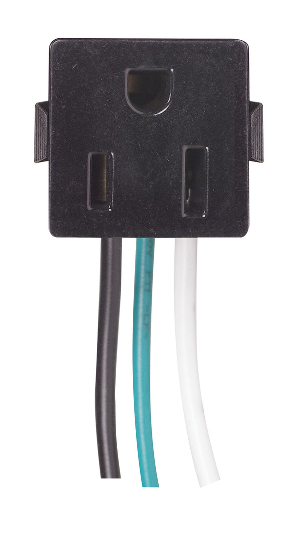 SATCO Snap In Receptacle - Black Finish - 6 Inch Leads - Ring Terminal ...