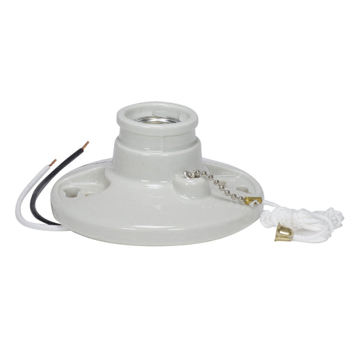 PULL CHAIN GLZ PORC CEILING , Hardware , SATCO, Sockets & Lampholders,Specialty Porcelain Sockets