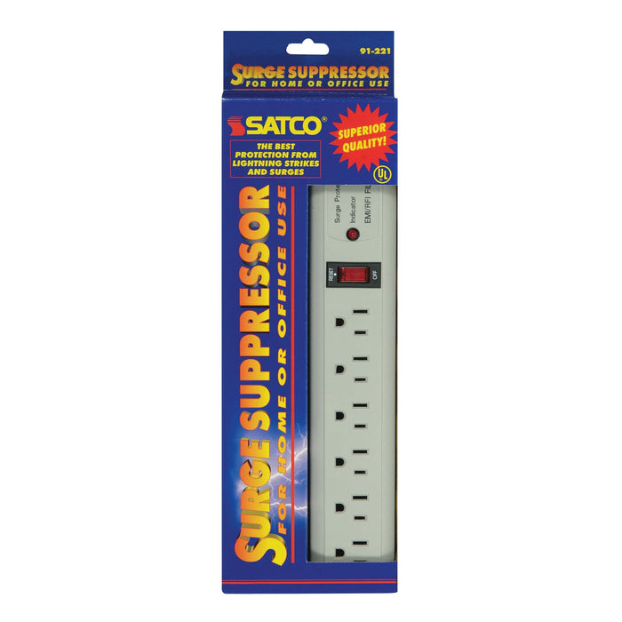 6 OUTLET ABS POWER STRIP/BREAK , Hardware , SATCO, Outlets,Switches & Accessories