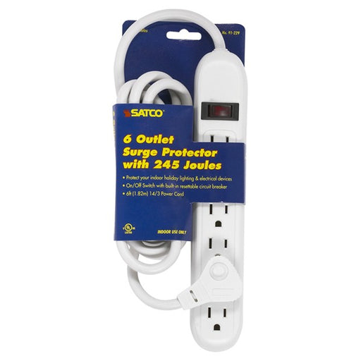 6 OUTLET SURGE PROTECTOR WITH , Hardware , SATCO, Outlets,Switches & Accessories