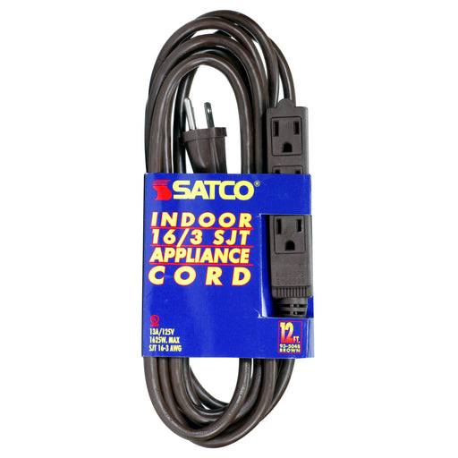 12 FT 16/3 SJT BRN 3 WIRE EXTENSION CORD , Hardware , SATCO, Cords & Accessories,Wire