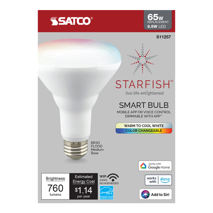 9.5BR30/LED/RGB/TW/T20/SF , Lamps , Starfish, BR & R LED,BR30,LED,Medium,Reflector,Warm to Cool White/Color Changeable,White