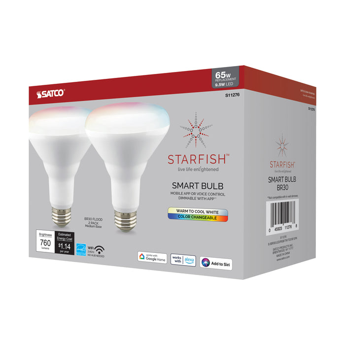 9.5BR30/LED/RGB/TW/T20/SF/2PK , Lamps , Starfish, BR & R LED,BR30,LED,Medium,Reflector,Warm to Cool White/Color Changeable,White