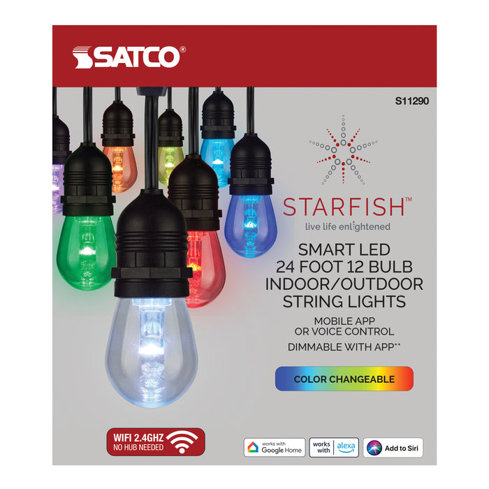 24FT/LED/SL/S14/SF/RGBW/12 , Fixtures , Starfish, LED,LED String Lights,Medium,Portable,S14,String Light
