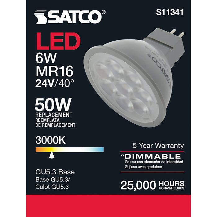 6MR16/LED/40'/830/24V AC/DC , Lamps , SATCO, Bi Pin GU5.3,Gray,LED,MR,MR LED,MR16,Warm White