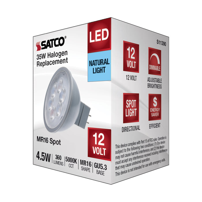 4.5MR16/LED/15'/850/12V , Lamps , SATCO, Bi Pin GU5.3,Gray,LED,MR,MR LED,MR16,Natural Light