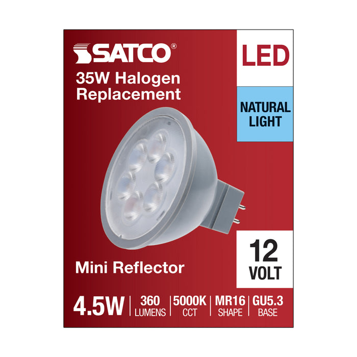 4.5MR16/LED/40'/850/12V , Lamps , SATCO, Bi Pin GU5.3,Gray,LED,MR,MR LED,MR16,Natural Light