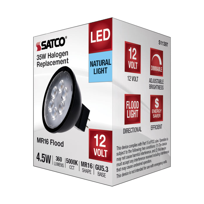 4.5MR16/LED/40'/850/12V/BLACK , Lamps , SATCO, Bi Pin GU5.3,Black,LED,MR,MR LED,MR16,Natural Light