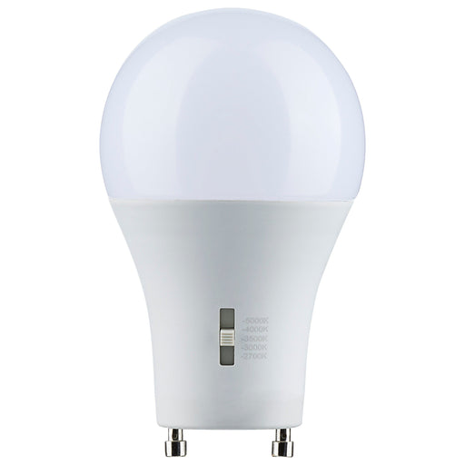 12A19/LED/5CCT/GU24/120V , Lamps , SATCO, A19,Bi Pin GU24,LED,Type A,Warm White to Natural Light,White