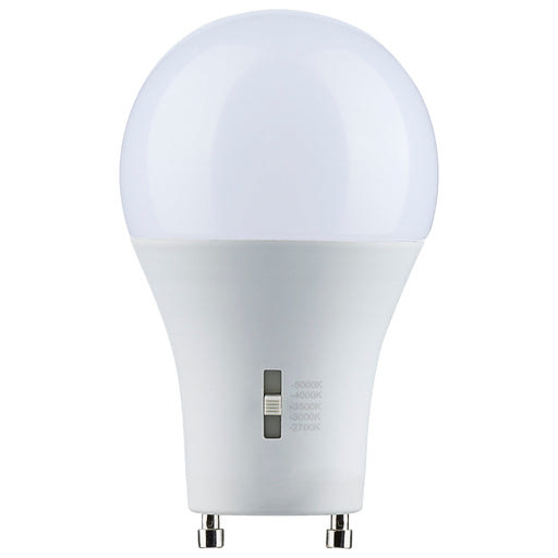 14A19/LED/5CCT/GU24/120V , Lamps , SATCO, A19,Bi Pin GU24,LED,Type A,Warm White to Natural Light,White