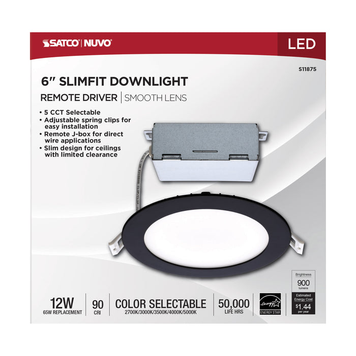 12WLED/DW/6/CCT-SEL/RND/RD/BK , Fixtures , SATCO, Direct Wire,Integrated,LED,Recessed,Remote Driver LED Downlight