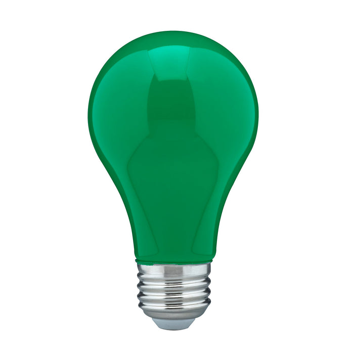 8A19/GREEN/LED/E26/120V , Lamps , SATCO, A19,Ceramic Green,LED,Medium,Type A