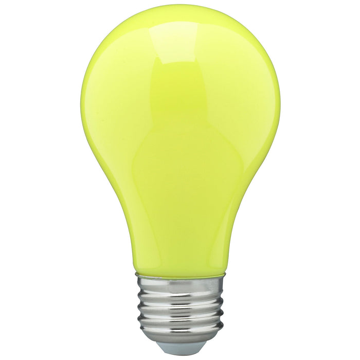 8A19/YELLOW/E26/120V , Lamps , SATCO, A19,Ceramic Yellow,LED,Medium,Type A