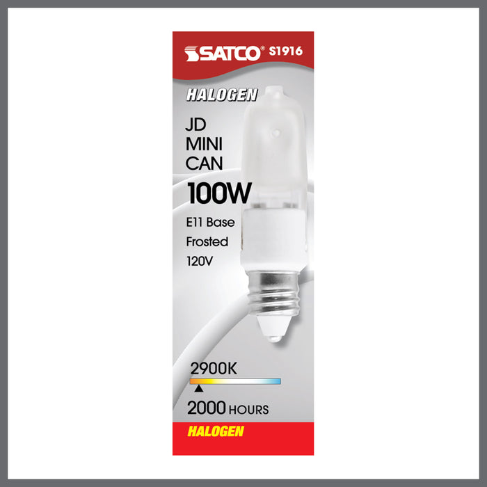 100W MINI-CAN FROSTED 120V. , Lamps , SATCO, Frost,Halogen,Mini Candelabra,Single Ended Halogen,T4,Warm White
