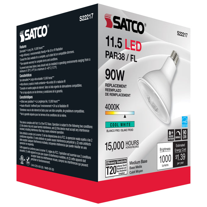 11.5PAR38/LED/940/FL/120V , Lamps , SATCO, Clear,Cool White,LED,LED PAR,Medium,PAR,PAR38