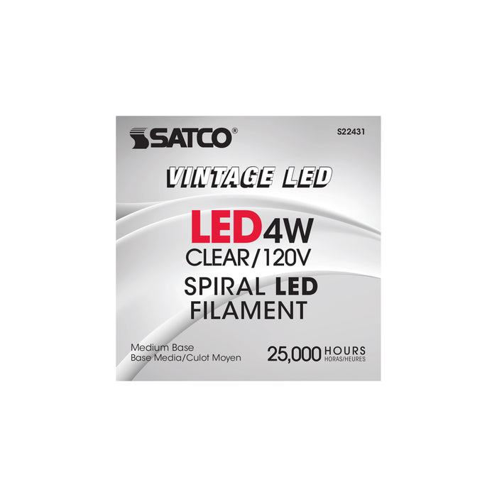 4BT38/LED/CL/E26/VINTAGE/120V , Lamps , SATCO, BT38,Clear,LED,LED Filament,Medium,Vintage
