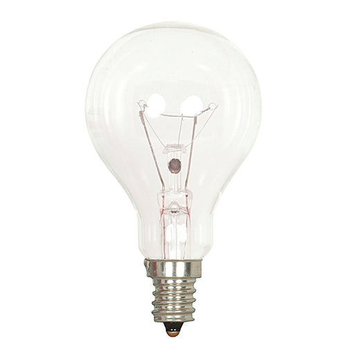 40A15/CLEAR 120V E12 2/CD , Lamps , SATCO, A15,Candelabra,Clear,General Service,Incandescent,Type A,Warm White