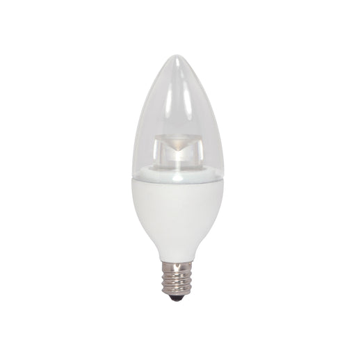 3.5CTC/LED/930/E12/120V , Lamps , SATCO, B11,Candelabra,Candle,Clear,Decorative LED,LED,Warm White