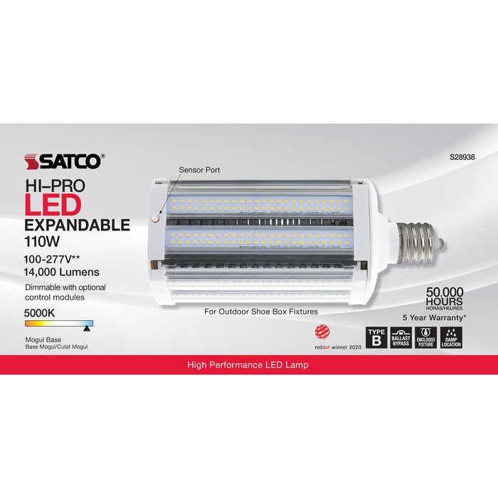 110W/LED/HID/SB/5K/EX39 , Lamps , SATCO, Corncob,HID Replacements,LED,Mogul Extended,Natural Light,Shoebox,White