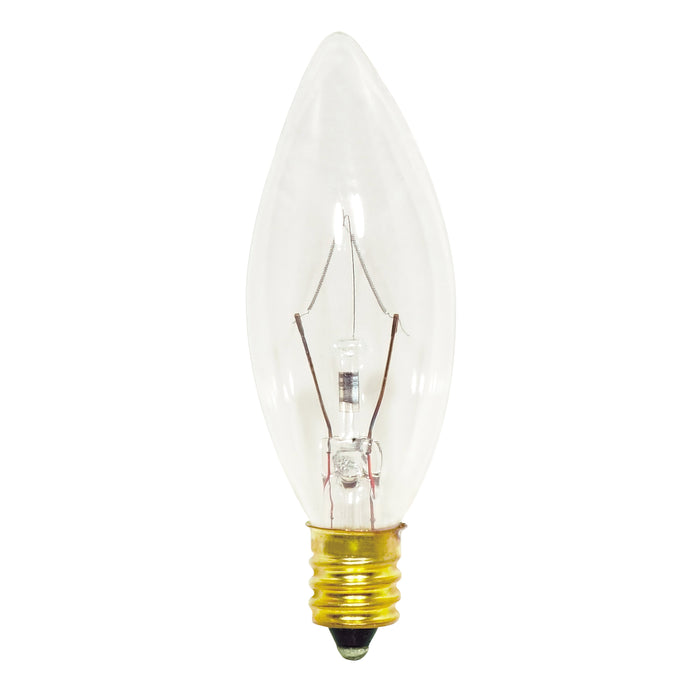 15W TORP CL B8 E12 130V , Lamps , SATCO, B8,Candelabra,Candle,Clear,Decorative Light,Incandescent,Warm White