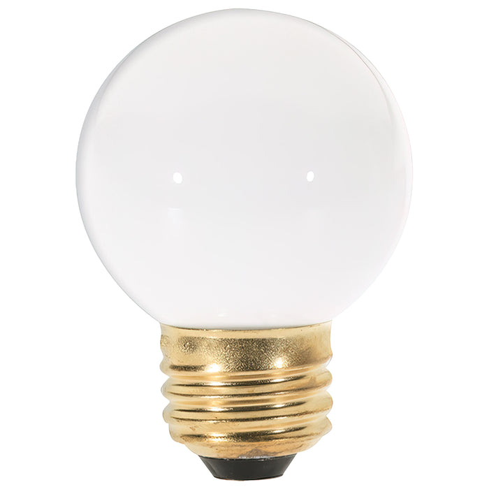 25G16.5/WH/E26/120V , Lamps , SATCO, G16.5,Globe,Globe Light,Gloss White,Incandescent,Medium,Warm White