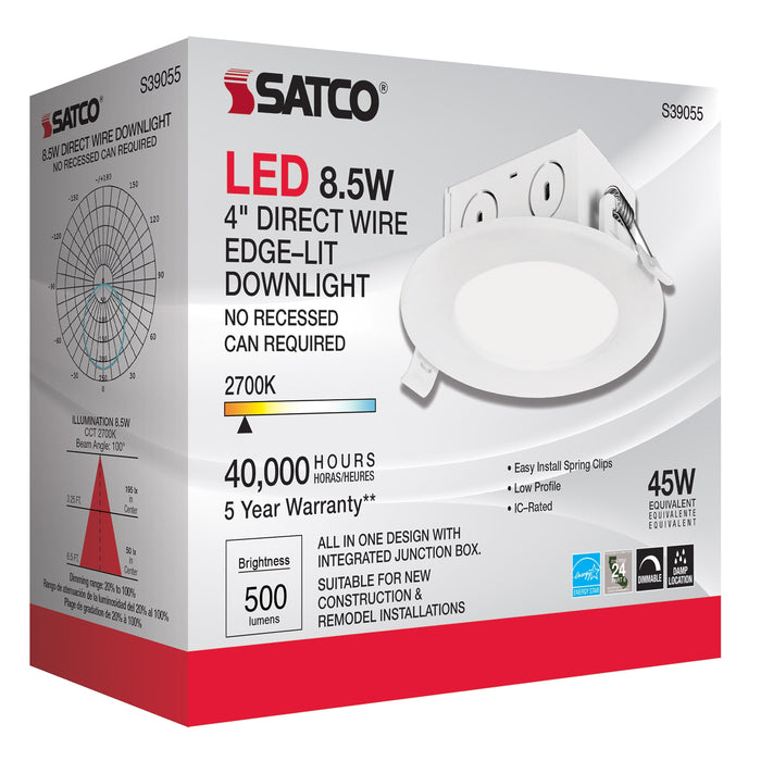 8.5WLED/DW/EL/4/27K/120V , Fixtures , SATCO, Connector or Adapter,Direct Wire,Direct Wire LED Downlight,Integrated LED,LED,Recessed