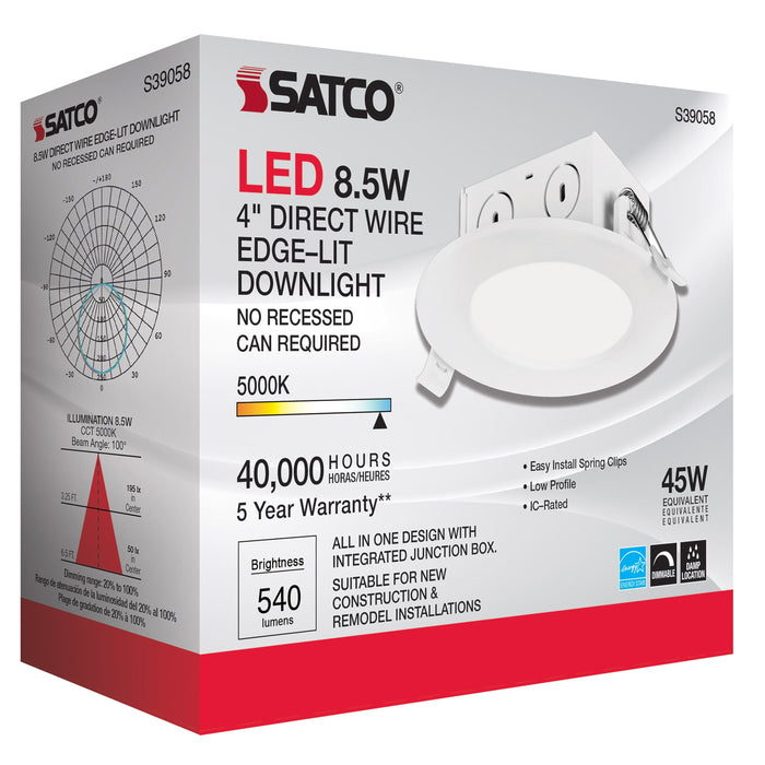 8.5WLED/DW/EL/4/50K/120V , Fixtures , SATCO, Connector or Adapter,Direct Wire,Direct Wire LED Downlight,Integrated LED,LED,Recessed