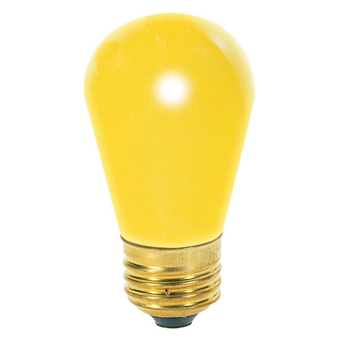 11S14 YELLOW 4-PACK , Lamps , SATCO, Ceramic Yellow,Incandescent,Medium,S14,Sign,Sign & Indicator