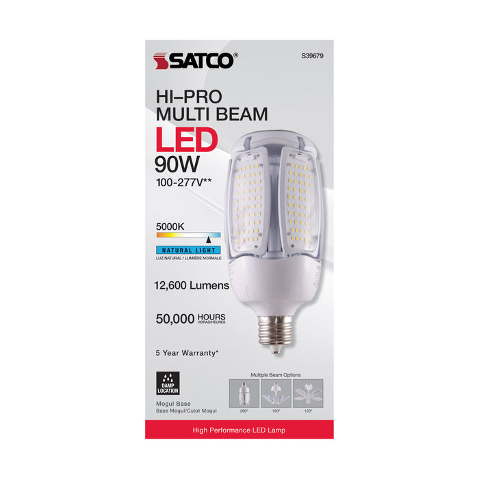 90W/LED/HID/MB-G3/50K/100-277V , Lamps , SATCO, Clear,Corncob,HID Replacements,LED,LED HID,Mogul Extended,Natural Light